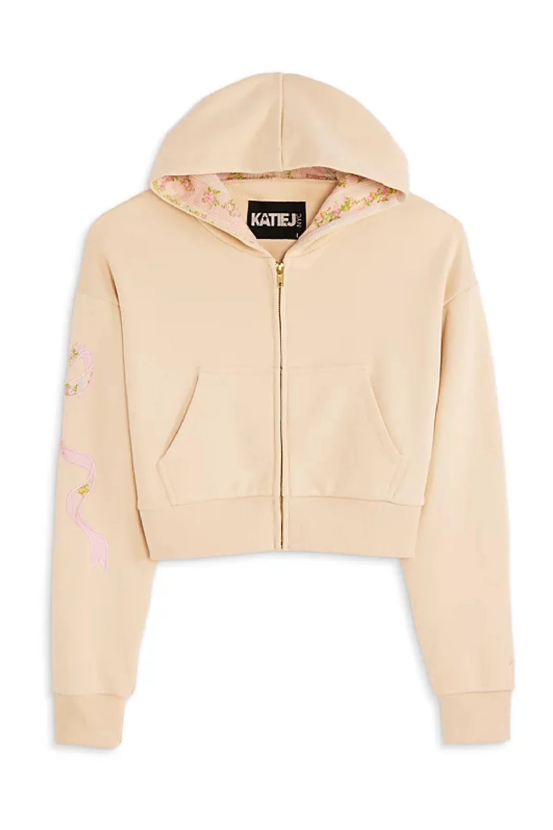 トップス Smyeon Compact lace zip hoodie Katie J NYC Taupe/Floral Tween Dylan Bow Crop Hoodie – Wild