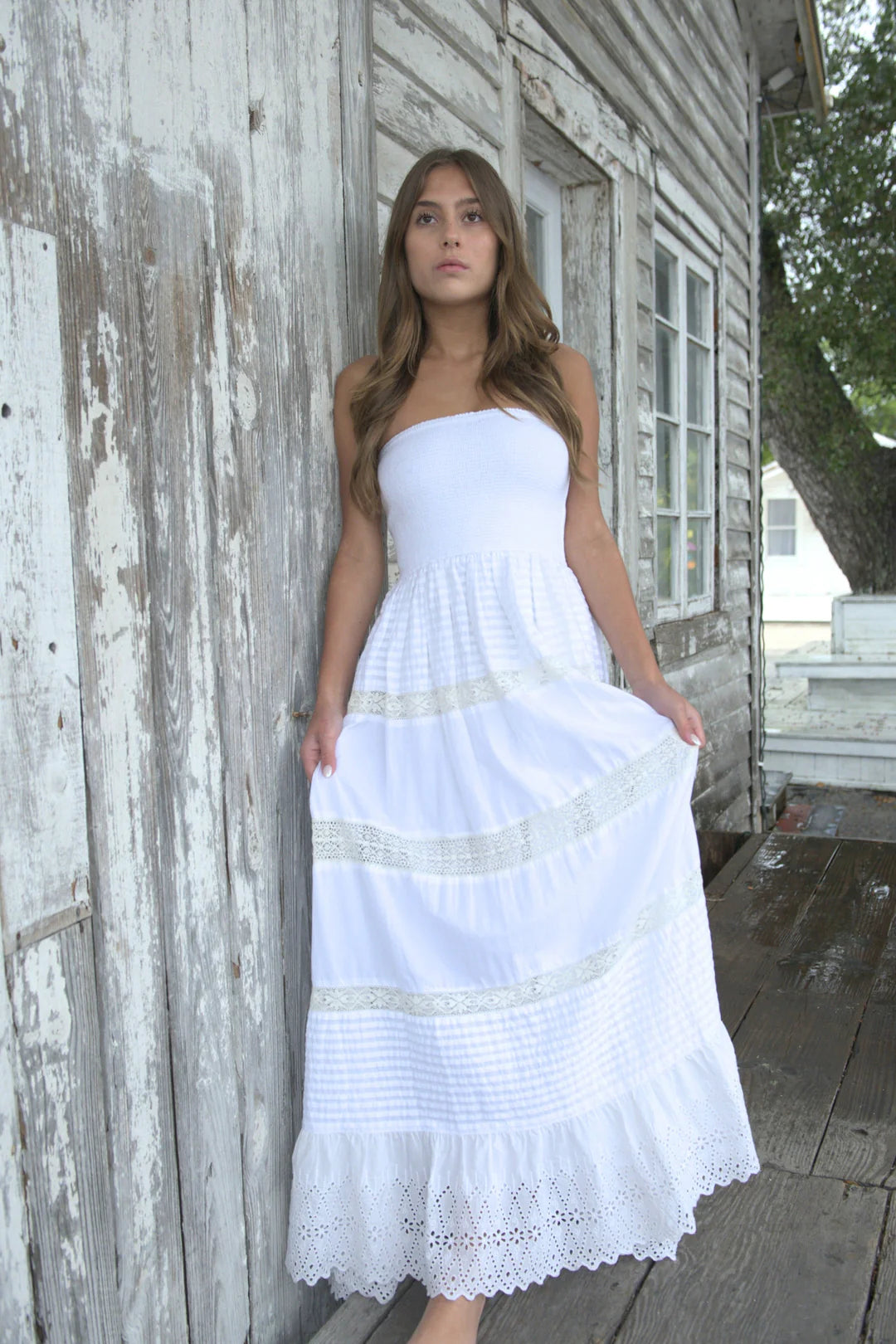 knee length dresses for ladies Reese Cascade Lace Gown main image 0
